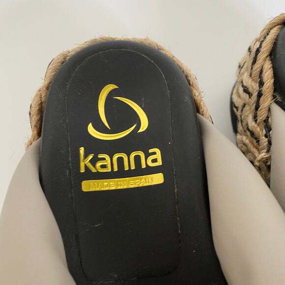 Kanna Rope Wedge Platform Slip on Thong Sandals in Gray Size 36 - Picture 6 of 8